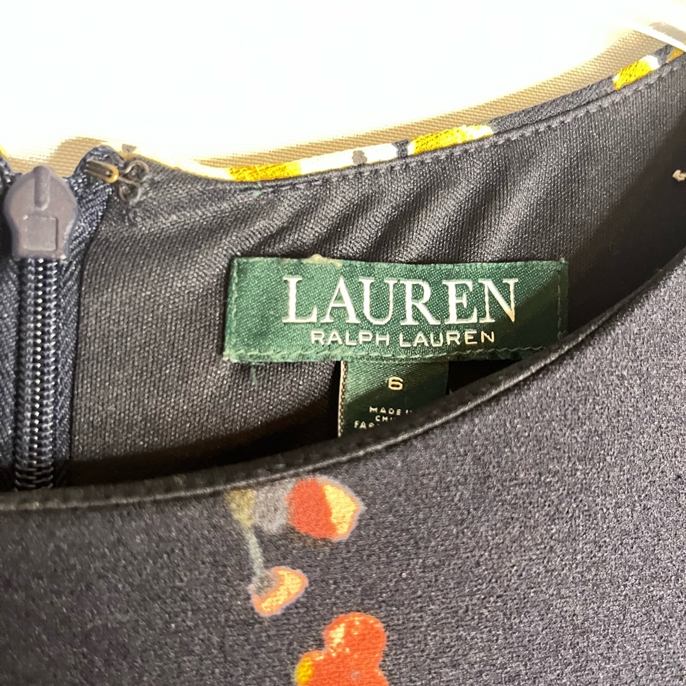 Ralph Lauren navy blue floral dress sz 6 - Picture 4 of 8